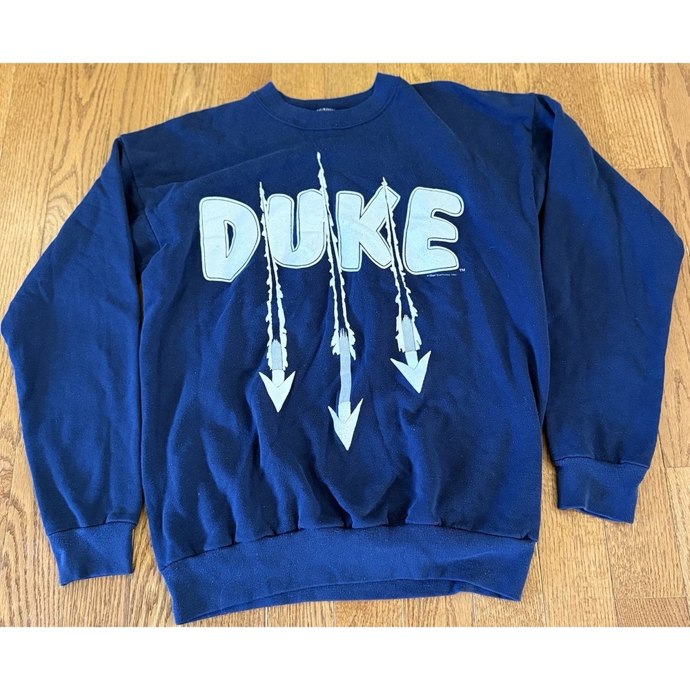 VTG Duke Crewneck Spellout Graphic Sweatshirt 90s Sportswear Big Logo XL